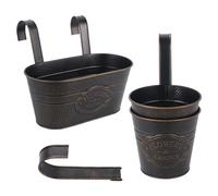 eROOSY Lot de 3 Jardinières Suspendues en Métal, Pots de Fleurs Extérieurs avec Crochets Métalliques Amovibles pour Plantes, Balcon, Jardin