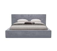 Eros - lit coffre - 140x200 cm - sommier inclus - en velours - Gris