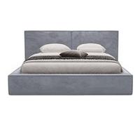 Eros - lit coffre - 140x200 cm - sommier inclus - en velours - Gris Gris G