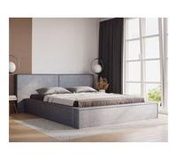 Eros - lit coffre - 160x200 cm - sommier inclus - en velours - Gris Gris G