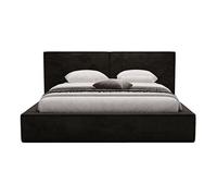 Eros - lit coffre queen size - 160x200 cm - sommier inclus - en velours - Noir