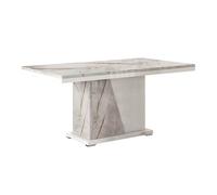 EROS - Table Repas Pied Central Blanc et Aspect Marbre -
