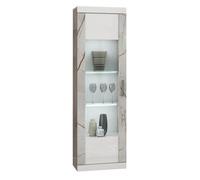 EROS - Vitrine 1 Porte Blanc Eclairage Led intégré avec Décor Latéral Aspect Marbre - Altobuy Blanc