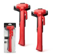 Eroshoo Lot de 2 Marteaux d'urgence 2 en 1 pour Voiture avec Coupe-Ceinture, Pointes Trempées, Marteau de sécurité avec Couteau de Ceinture, Marteau d'urgence pour Voiture, Bus, Rouge