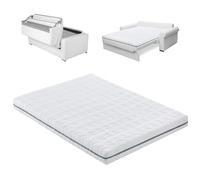 EROSS CONFORT Matelas canapé-lit système Italien. Housse avec Fermeture éclair, Lavable et Respirant, Traitement antibactérien. Cadeau Plaid pour canapé Blanc 90 x 195 cm