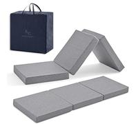 ErossConfort Matelas d'invité Pliable en Mousse HD 75 x 195 cm avec Housse Lavable et Sac de Transport Gris Hauteur 10 cm. avec Sac et Coussin.