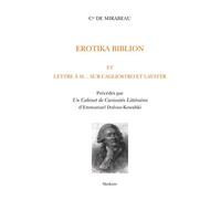 Erotika Biblion Et Lettre à M… sur Cagliostro et Lavater - Gabriel-Honoré Riquetti, Comte de Mirabeau - Slatkine Reprints - broché - Essai