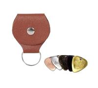 ERQIAO 1 sac de rangement pour médiators de guitare, contient 1 médiators en métal (couleur aléatoire), étui porte-clés en forme d'accessoires de guitare, marron, Taille unique