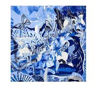 ERQIAO Écharpe en soie de 130 cm pour femme avec imprimé tête de cheval et écharpes carrées, grand bandana foulard, hijabs en soie féminine, bleu lac, 130X130CM