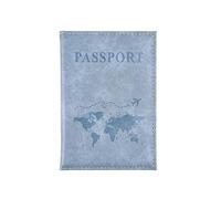 ERQIAO Étui à cartes en cuir PU simple et tendance pour passeport de voyage mince, bleu clair, Taille unique