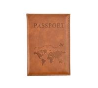 ERQIAO Étui à cartes en cuir PU simple et tendance pour passeport de voyage mince, marron, Taille unique