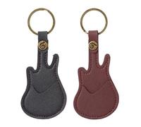 ERQIAO Étui pour médiator de guitare avec anneau en cuir PU en forme de guitare - Accessoire pour les amateurs de musique, Rouge, Taille unique