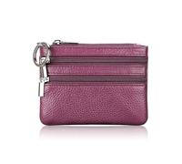 ERQIAO Porte-monnaie en cuir synthétique avec porte-clés, étanche, fermeture éclair, résistant à l'usure, porte-cartes de crédit, pour homme, violet, Taille unique