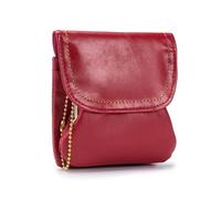 ERQIAO Porte-monnaie en cuir véritable de vachette - Petit porte-monnaie - Porte-cartes, clés, rouge à lèvres - Pochette de rangement pour écouteurs - Pour femme, Rouge, Taille unique