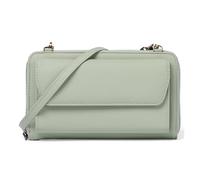 ERQIAO Porte-monnaie en cuir véritable pour téléphone, sac à bandoulière, portefeuille d'été en cuir de vachette, portefeuille pour femme, petit sac à bandoulière pour téléphone, Vert, 1PCS