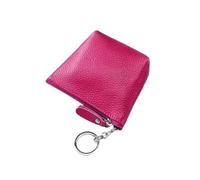 ERQIAO Porte-monnaie portable en cuir véritable vintage pour cartes clés, pièces de monnaie, écouteurs, pochette pour femmes et hommes, rose, Taille unique