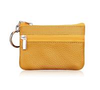 ERQIAO Portefeuille tendance en cuir pour femme avec fermeture éclair une/deux fermetures éclair, 1 fermeture éclair jaune, Taille unique