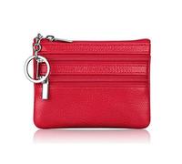 ERQIAO Portefeuille tendance en cuir pour femme avec fermeture éclair une/deux fermetures éclair, 2 fermetures éclair rouges, Taille unique