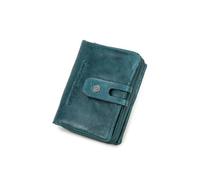 ERQIAO Portefeuilles pour femmes en cuir véritable court à deux volets tendance pour femmes porte-cartes porte-monnaie porte-monnaie pour femmes portefeuille, bleu paon, 1PCS