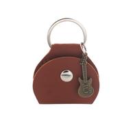 ERQIAO Trousse à médiators avec porte-clés en cuir synthétique pour guitaristes et amateurs de musique, Sac pour médiators marron antiq, Talla única