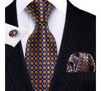 Erra. Wang-Ensemble De Boutons De Manchette Hanky Injaught Pour Hommes,Orange,Marron,Or,Café,Jacquard,Designer,Cravate De La Présidence,Mariage Masculin,Fête D'affaires
