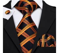 Erra. Wang-Ensemble De Boutons De Manchette Hanky Injaught Pour Hommes,Orange,Marron,Or,Café,Jacquard,Designer,Cravate De La Présidence,Mariage Masculin,Fête D'affaires