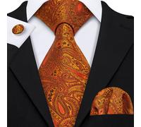 Erra. Wang-Ensemble De Boutons De Manchette Hanky Injaught Pour Hommes,Orange,Marron,Or,Café,Jacquard,Designer,Cravate De La Présidence,Mariage Masculin,Fête D'affaires