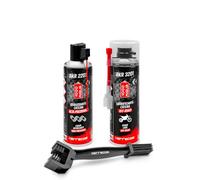 ERRECOM 1000 Miglia Clean&Lube Kit Chaîne Moto Off-Road ; Comprend Dégraissant Chaîne Cylindre Haute Pression 500mL+Lubrifiant Chaîne Moto Tout-Terrain 500mL+Huggie System+Rallonge 90°+Brosse+Gants