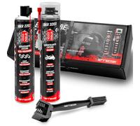 ERRECOM 1000 Miglia Clean&Lube Kit Chaîne Moto Racing ; Comprend Dégraissant Chaîne Cylindre Haute Pression 750mL + Lubrifiant Chaîne Moto de Rue 750mL + Huggie System et Rallonge 90°+ Brosse + Gants