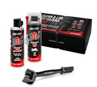 ERRECOM 1000 Miglia Clean&Lube Kit Chaîne Moto Road ; Comprend Dégraissant Chaîne Cylindre Haute Pression 500mL + Lubrifiant Chaîne Moto de Rue 500mL + Huggie System et Rallonge 90°+ Brosse + Gants
