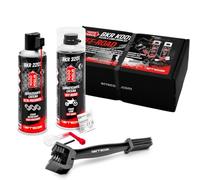 ERRECOM Clean&Lube Kit Chaîne Moto Off-Road ; Comprend Dégraissant Chaîne Cylindre Haute Pression 500mL+Lubrifiant Chaîne Moto Tout-Terrain 500mL+Huggie System+Rallonge 90°+Brosse+Gants