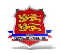 erreinge Autocollant Blason Basse-Normandie France Shaped Adhésif PVC pour Autocollant Peint Auto Moto Casque Camper pour Ordinateur Portable - 10 cm