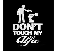 Erreinge Autocollant compatible pour Alfa Romeo Do not Touch My Alfa Dub Tuning Jdm Blanc Schriftzug En PVC pour la voiture fenêtre de lunette arrière - 15 cm