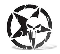 Erreinge Autocollant Crâne Etoile Militaire Armée Noir Schriftzug en PVC Mural Sticker Mural pour Casque Auto Moto Camper Ordinateur Portable 35cm