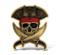 Erreinge® Autocollant doré 12 cm, motif tête de pirate, sticker imprimé pour voiture, moto, mur, pare-chocs, ordinateur, portable, valises, vélo
