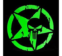 Erreinge Autocollant étoile armée militaire Crâne vert fluorescent Schriftzug En PVC mural Sticker mural pour Casque Auto Moto Camper pour ordinateur portable - 15 cm