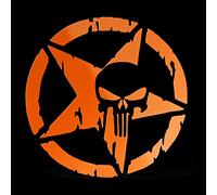 Erreinge Autocollant étoile de crâne militaire de l'armée orange Fluo Schriftzug En PVC mural Sticker mural pour Casque Auto Moto Camper pour ordinateur portable - 25 cm