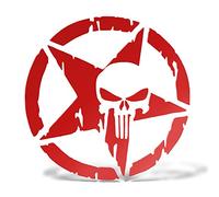 Erreinge Autocollant étoile de crâne rouge Armée Schriftzug militaire en PVC mural Sticker mural pour Casque Auto Moto Camper pour ordinateur portable - 20 cm