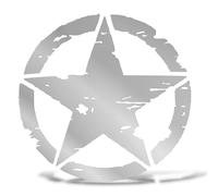ERREINGE - Autocollant Étoile militaire US ARMY - Autocollant pré-espacé PVC | Autocollant compatible pour voiture, moto, scooter, casque, ordinateur portable, camping-car, capot, vélo (argent, 40 cm)