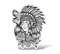 erreinge Autocollant indien d'Amérique natif loup autocollant en PVC pour sticker mural voiture moto casque camping-car ordinateur portable 35 cm