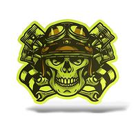 Erreinge® Autocollant jaune fluo 10 cm tête de mort moto moto moto sticker sticker mural pare-chocs ordinateur portable valise vélo