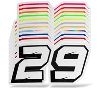 ERREINGE Autocollant numéro de course personnalisable | autocollant pré-positionné | compatible pour pare-brise, capot de voiture, lunette arrière, coque moto, vélo, casque, tuning, piste (25 cm)