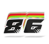 ERREINGE Autocollant numéro de course personnalisable | autocollant pré-réglé | compatible pour pare-brise, capot voiture, lunette arrière, coque moto, vélo, casque, tuning, piste (15 cm)