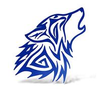 Erreinge Autocollant tribal de loup bleu droit Schriftzug En PVC mural Sticker mural pour Casque Auto Moto Camper pour ordinateur portable - 12 cm
