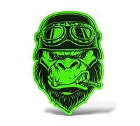 Erreinge® Autocollant vert Fluo 35 cm Gorilla Autocollant imprimé pour voiture moto mur pare-chocs ordinateur portable bagages vélos