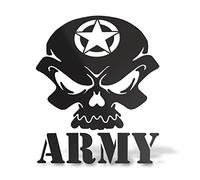 Erreinge Prespaced autocollant noir 20cm - Crâne militaire de l'armée Star - Sticker Decal Mural décalque de vinyle portable Auto Moto Casque Camper
