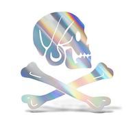 Erreinge Prespaced Holographic Sticker Iridescent 15 cm - Crâne Pirate - décalque d'autocollant mural en vinyle Decal portable Auto Moto Casque Camper