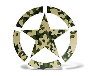 erreinge Sticker Autocollant d'étoile armée Militaire Camouflage Imprimé sur PVC pour Autocollant Peint Auto Moto Casque Camper pour Ordinateur Portable - 12 cm