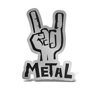 ERREINGE Sticker en forme de corne, argenté, 12 cm - Metal Shocker Rock Hand Corna - Autocollant mural en vinyle pour ordinateur portable, voiture, moto, camping-car.