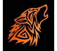 Erreinge Sticker loup tribal orange Fluo droit Schriftzug En PVC mural Sticker mural pour Casque Auto Moto Camper pour ordinateur portable - 15 cm